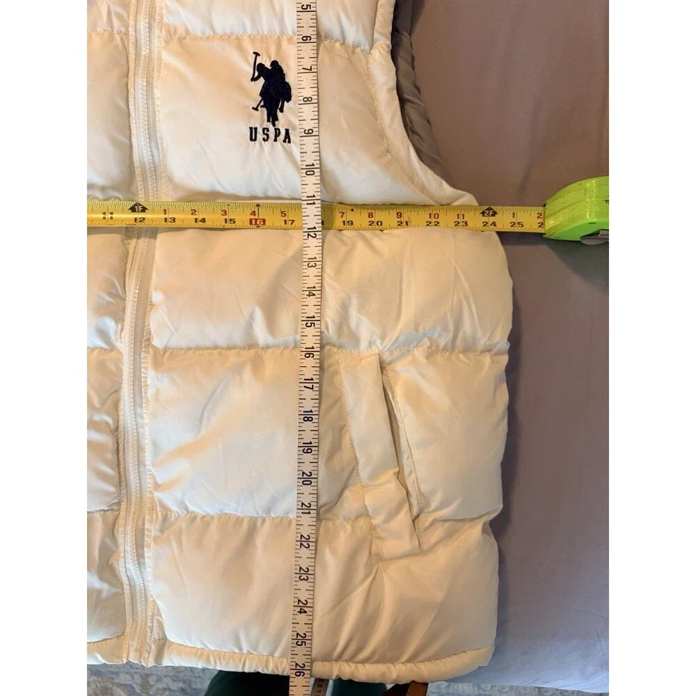 NWT U.S. Polo Assn. Men’s L Off White Puffer Vest Quilted Full Zip 105601Q8